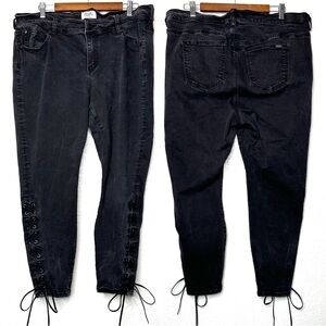 RWN by Rawan Wonen's Black Lace Up Leg Curvy Skinny Jeans Black size 20